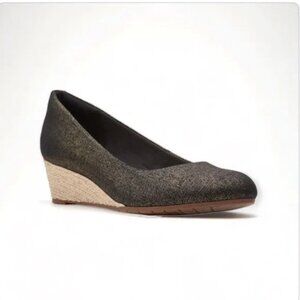 Clarks Women's Mallory Luna Metallic Canvas Wedges Size 12 - Like New Condition!
